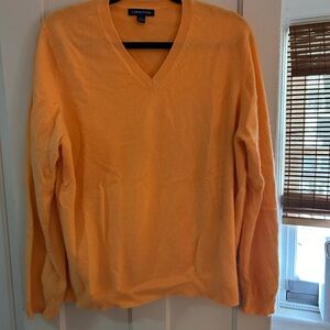 Lands' End EUC V-Neck Cashmere Sweater in Mango Orange